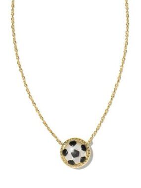 💞💞💖 Soccer Gold Short Pendant Necklace in Ivory Mother-of-Pearl